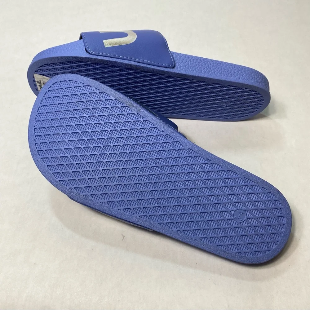 Happy Nation Purple Silver Kids Slide Slip-On Summer Sandal, Large (big kid)